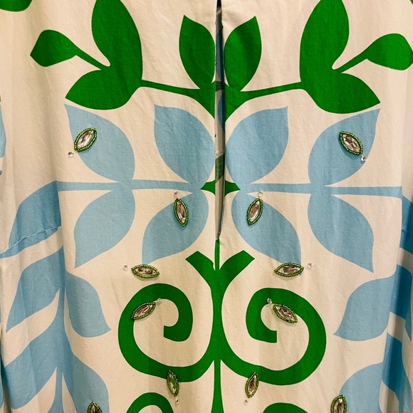Rare Tory Burch Blue and Green Mirrored Tunic Blouse Top - Picture 8 of 16